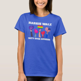 Camiseta Harris Walz Unity Over Division LGBTQ Dark Blue