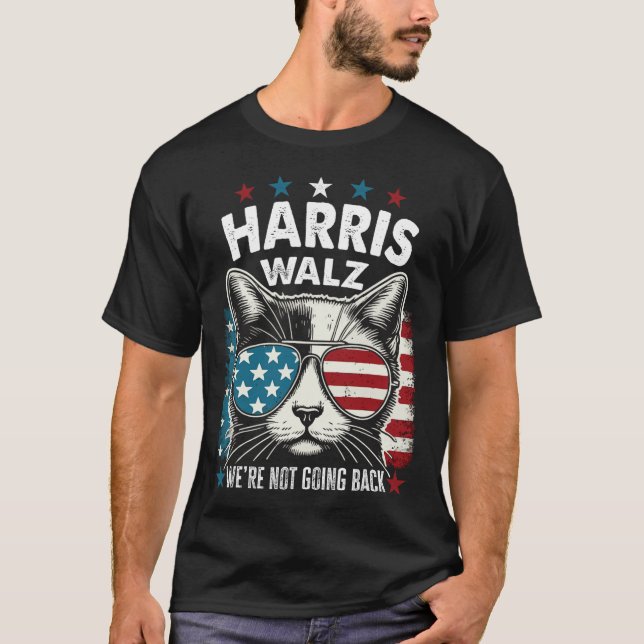 Camiseta Harris Walz Waltz 2024 Não vamos voltar Engraçado (Frente)