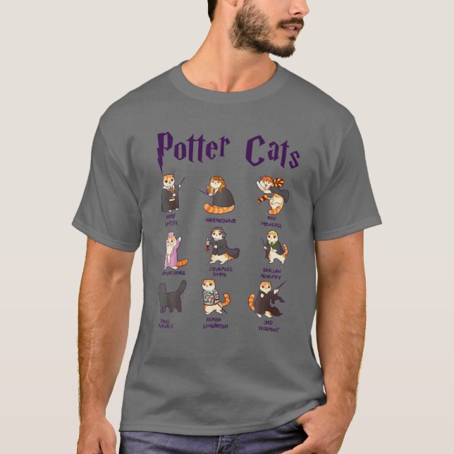 Camiseta Harry Pawter Cute Cats T Potter Fan Tee Gift (Frente)