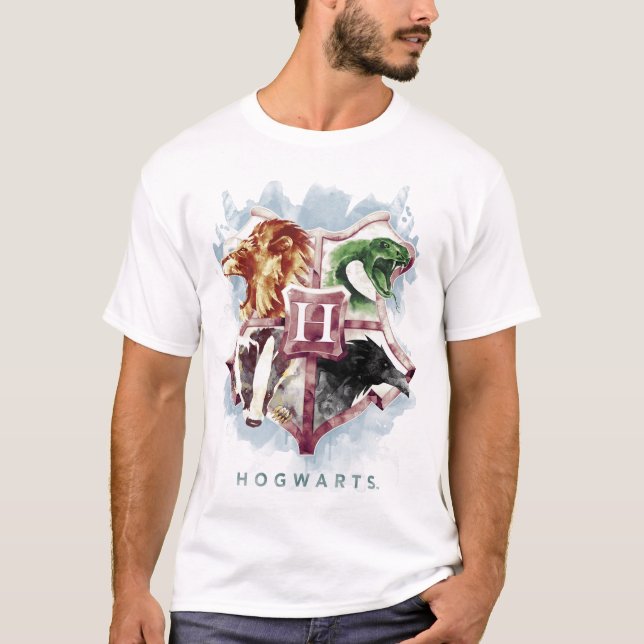 Camiseta Harry Potter | Brasão de HOGWARTS™ Aquarela (Frente)
