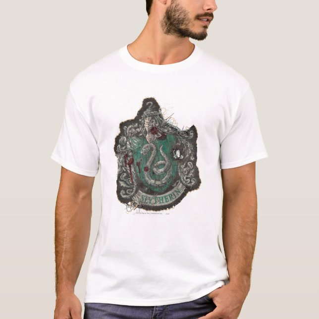 Camiseta Harry Potter | Brasão de Slytherin - Vintage (Frente)