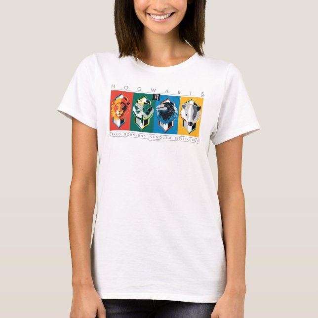 Camiseta Harry Potter | Brasões das Casas HOGWARTS™ (Frente)
