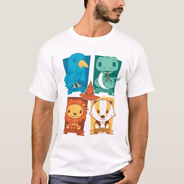 CAMISETA HARRY POTTER™ | CASAS DA ESCOLA DE HOGWARTS™ CARTO (Frente)