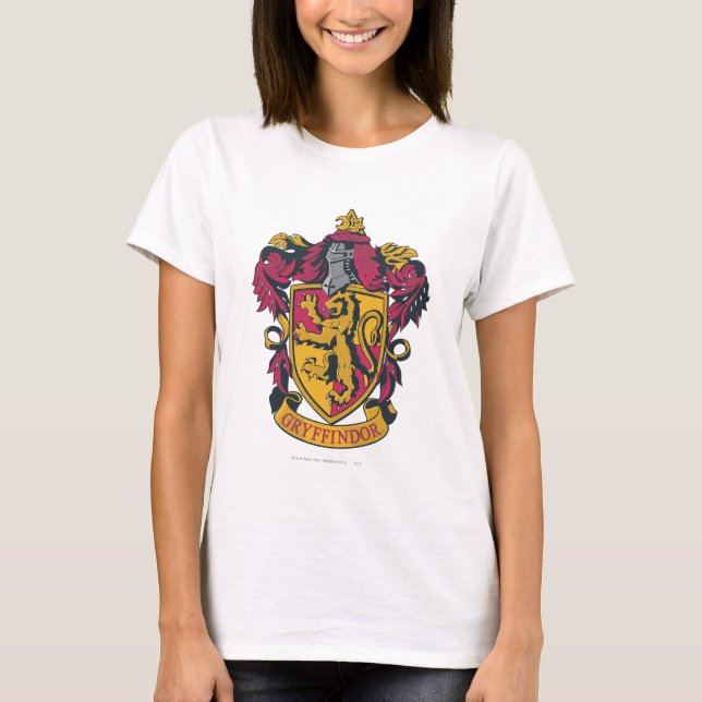 Camiseta Harry Potter| Gryffindor Crest Dourado e Vermelho (Frente)