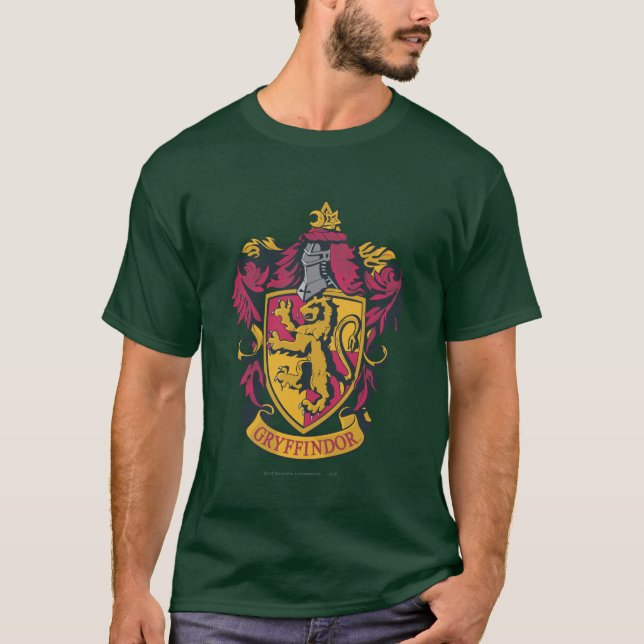Camiseta Harry Potter | Gryffindor Crest Dourado e Vermelho (Frente)