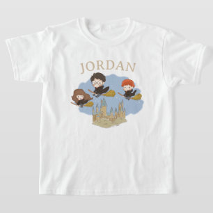 Camiseta HARRY POTTER™, Hermione e Ron Voando Sobre HOGWART