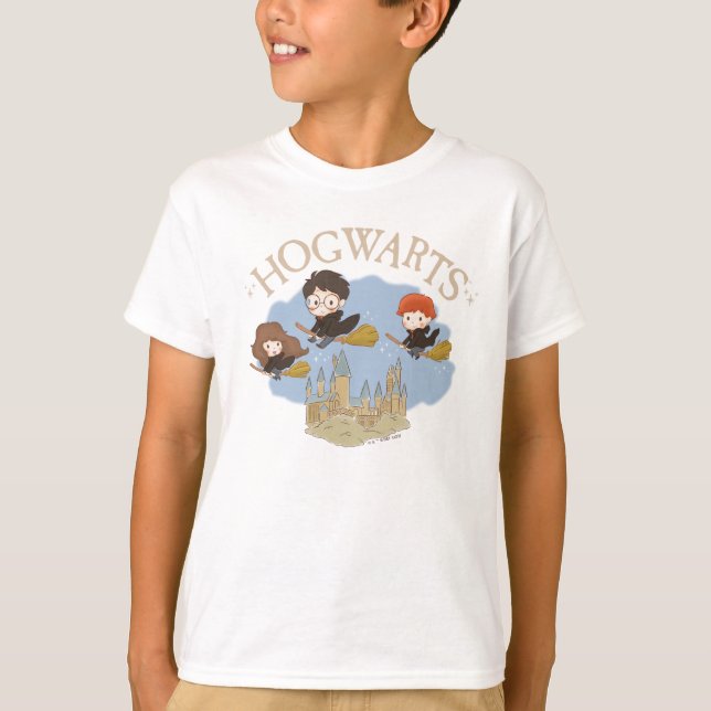 Camiseta HARRY POTTER™, Hermione & Ron sobrevoam HOGWARTS™ (Frente)