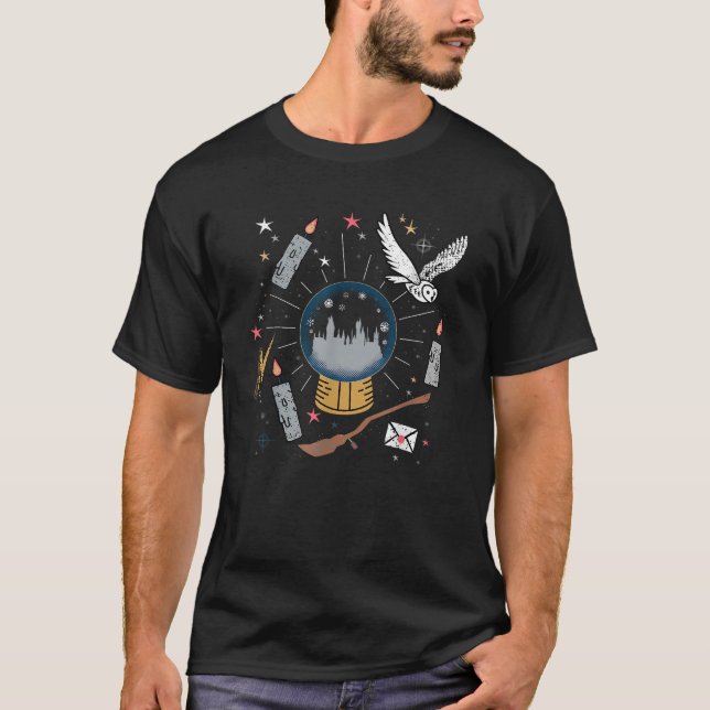 Camiseta Harry Potter Hogwarts Férias Globo de Neve Hedwig  (Frente)