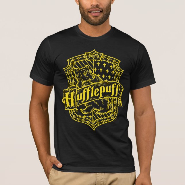 Camiseta HARRY POTTER™ HUFFLUFF™ Line Art Crest (Frente)