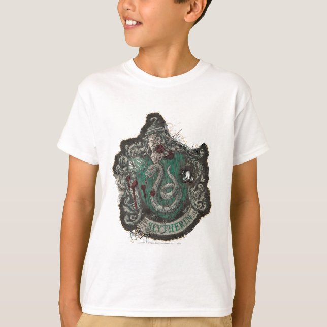 Camiseta Harry Potter | Slytherin Crest - Vintage (Frente)