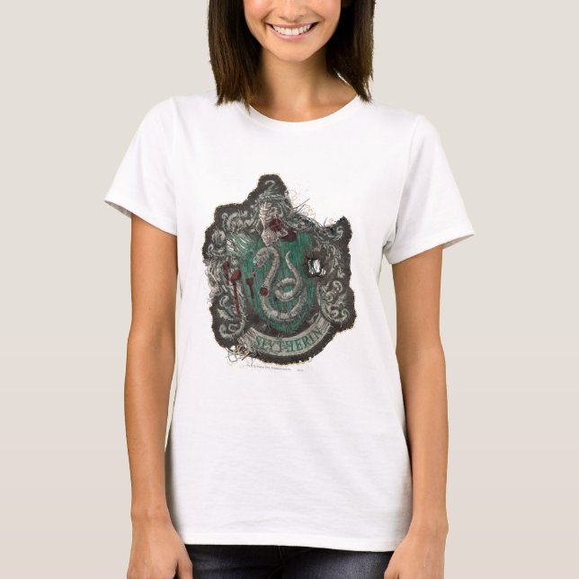 Camiseta Harry Potter | Slytherin Crest - Vintage (Frente)
