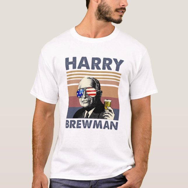 Camiseta Harry S. Truman Harry Brewman Beer Bebendo (Frente)