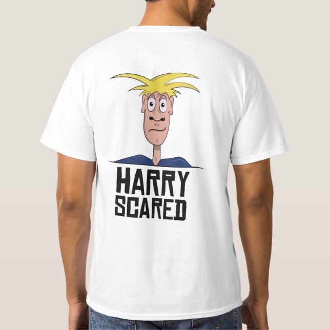 Camiseta Harry White Mens T-Shirt Assustado (Verso)