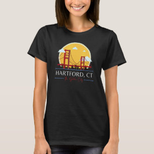 Camiseta Hartford CT Ouro Gate Bridge Bad Geografia Stupi