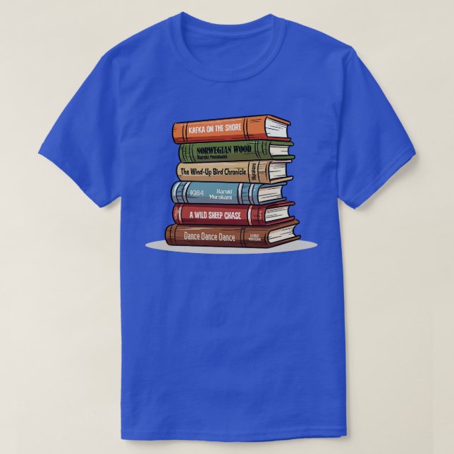 Camiseta Haruki Murakami Livro de Pilhas Oferece Presente (Frente do Design)
