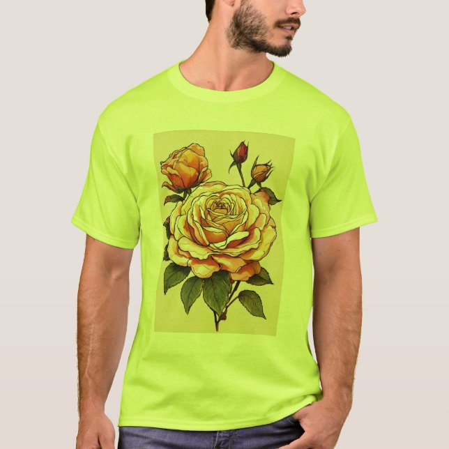 Camiseta Harvest Bloom: Rosa de Ação de Graças e Elegância  (Frente)