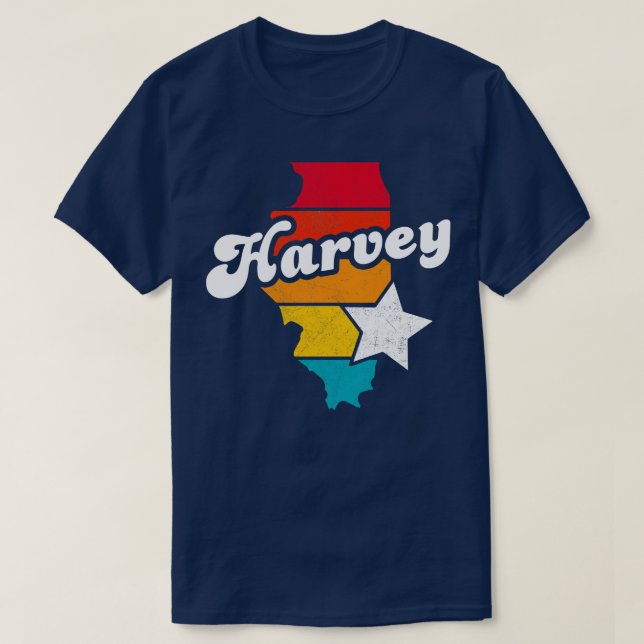 Camiseta Harvey Illinois Vintage angustiou Souvenir 2 (Frente do Design)