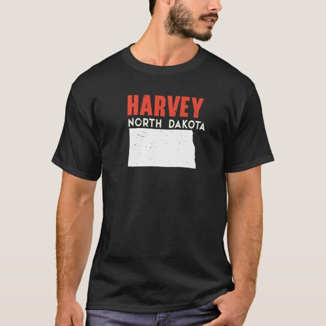 Camiseta Harvey North Dakota USA State America Viagem (Frente)