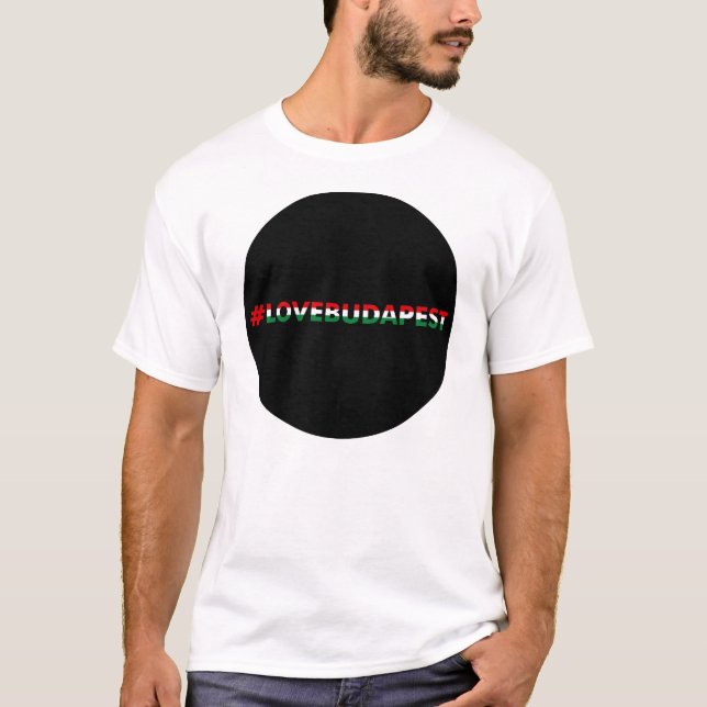 Camiseta hashtag love Budapest, black circle (Frente)