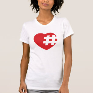 Camiseta hashtag num coração