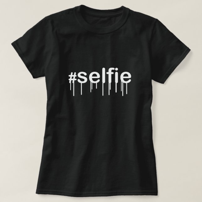 Camiseta Hashtag Selfie Drooling em decor azul (Frente do Design)
