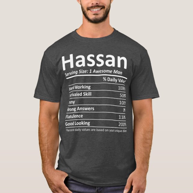 Camiseta HASSAN Nutrition Funny Birthday Personalizado (Frente)