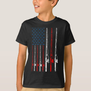 Camiseta Haste de Pesca da Bandeira Americana Amante da Pes
