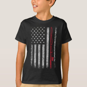 Camiseta Haste de Pesca da Bandeira Americana Amante da Pes