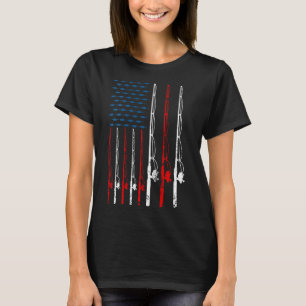 Camiseta Haste de Pesca da Bandeira Americana Amante de Pes