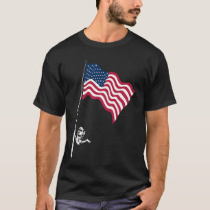 Camiseta Haste de Pesca da Bandeira dos EUA 4 de Julho Pesc