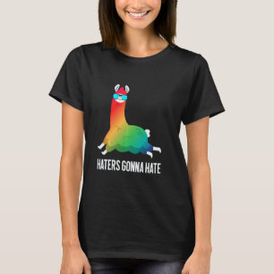 Camiseta Hater Vai Odiar Rainbow Llama Unicorn Llamacorn