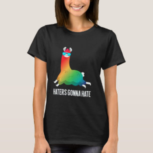 Camiseta Hater Vai Odiar Rainbow Llama Unicorn Llamacorn
