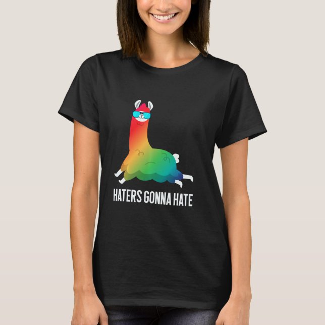 Camiseta Hater Vai Odiar Rainbow Llama Unicorn Llamacorn (Frente)