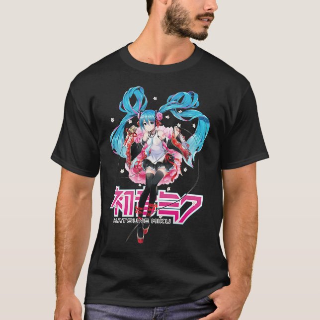 Camiseta Hatsune Miku - Sakura With Logo    (Frente)
