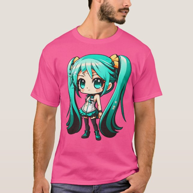 Camiseta Hatsune Miku - Vocaloide Chibi 4 (Frente)