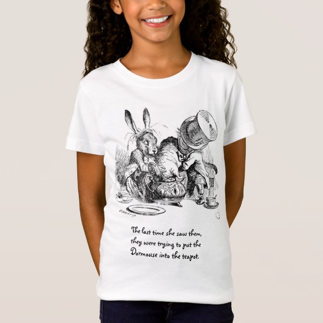 Camiseta Hatter, Dormouse e lebre loucos de março (Frente)