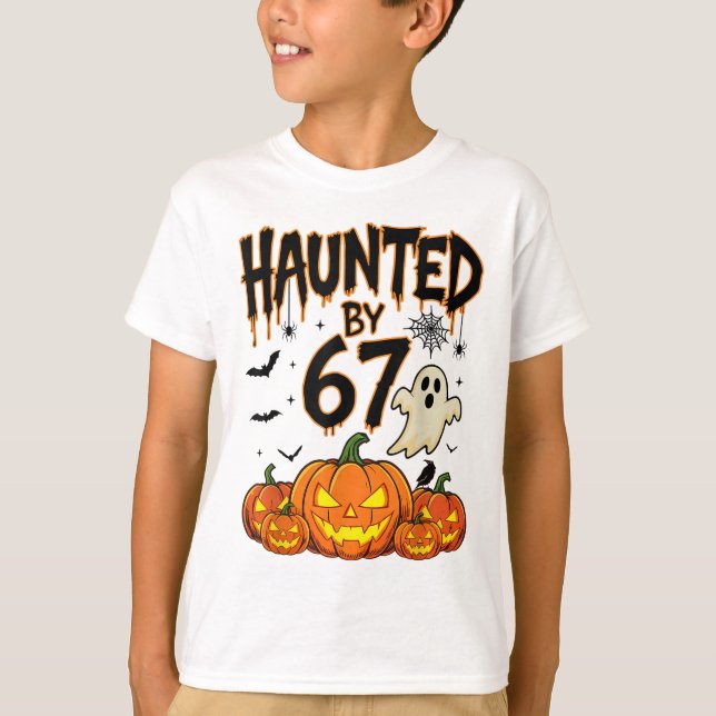 Camiseta Haunted 67 Meme Six Seven 6-7 Funny Internet Joke  (Frente)