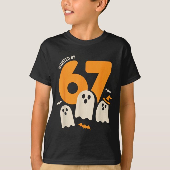 Camiseta Haunted By 67 Funny Halloween Meme Design  (Frente)