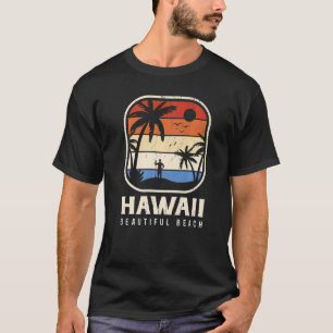 Camiseta Havaí - Belo Surf de Surfboard na Ilha de Praia