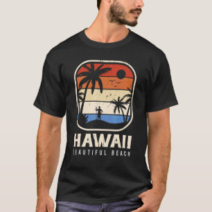 Camiseta Havaí - Belo Surf de Surfboard na Ilha de Praia