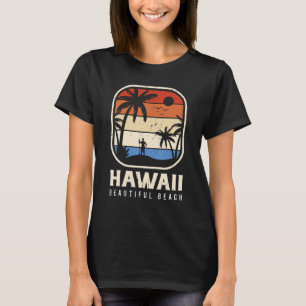 Camiseta Havaí - Belo Surf de Surfboard na Ilha de Praia