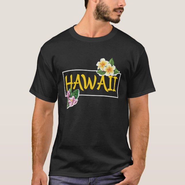Camiseta Havaí com as flores havaianas (Frente)