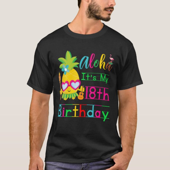 Camiseta Havaí É Tropical de 18º Aniversário das Raparigas  (Frente)