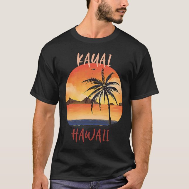 Camiseta Havaí Kauai Férias Familiares Palmeiras Oceanas (Frente)
