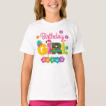 Camiseta Havaí luau aloha Birthday Girl verão<br><div class="desc">Comemora o aniversário com esta camiseta especial,  design especial e personalizada</div>
