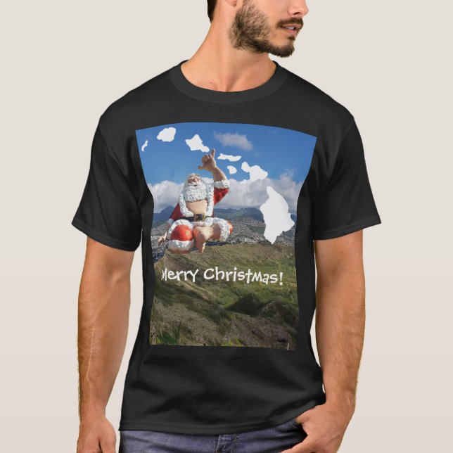 Camiseta Havaí Papai Noel e ilhas havaianas (Frente)