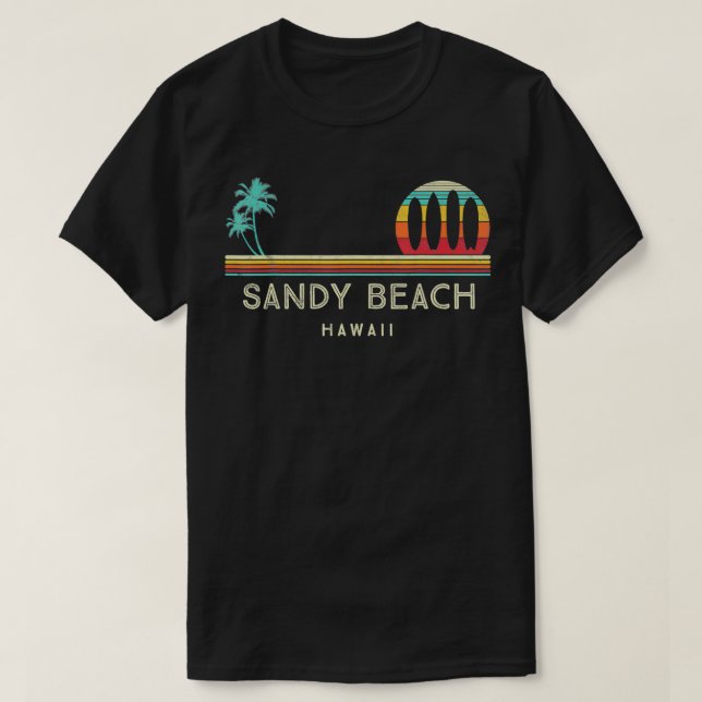 Camiseta Havaí Sandy Beach Palm tree Surf do Havaí (Frente do Design)