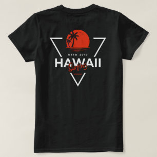 Camiseta Havaí Surf Vintage Pôr do Sol Praia Tropical