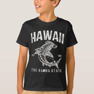 Camiseta Havaí Tribal Shark Aloha linésio Havaiano Praia