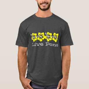Camiseta Havaí Yellow Hibiscus LIVE PONO Surfer Retro